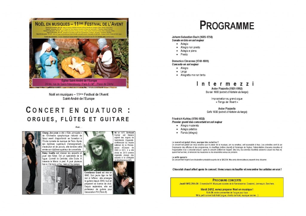 Programme concert 14 décembre