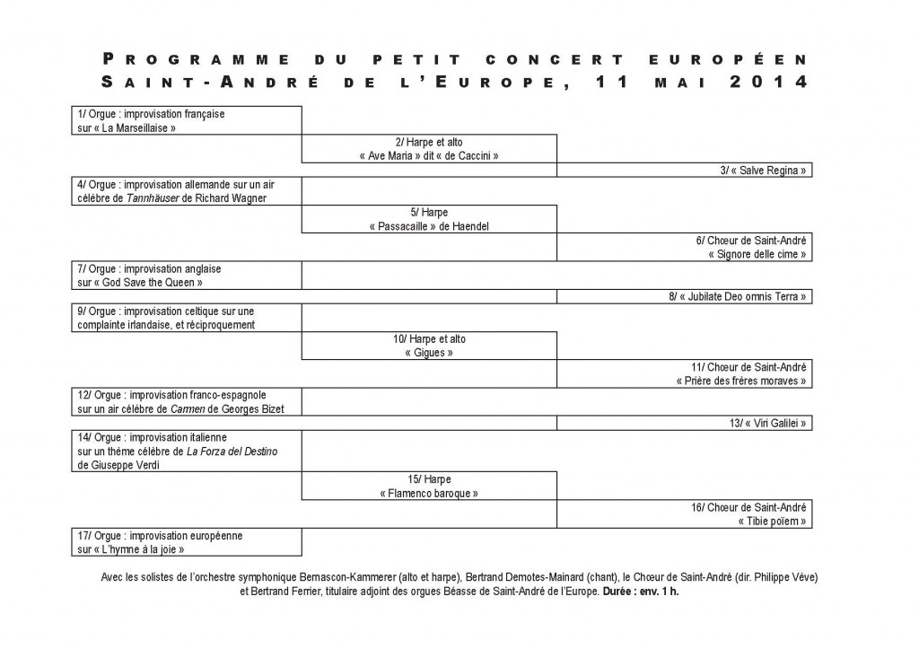 Programme du petit concert européen