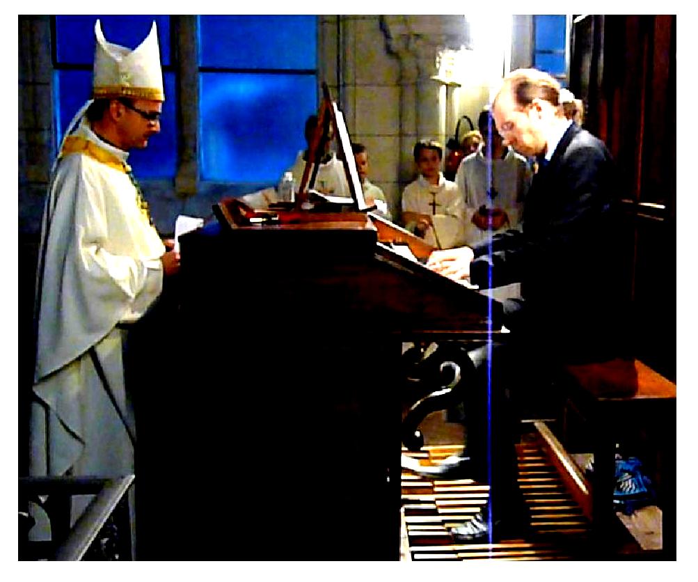 Inauguration de l'orgue restauré de Saint-André-de-l'Europe. Photo : d'après une captation de Mary Douerin.