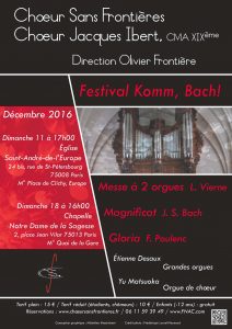 Komm Bach - Concert du 11 décembre 2016